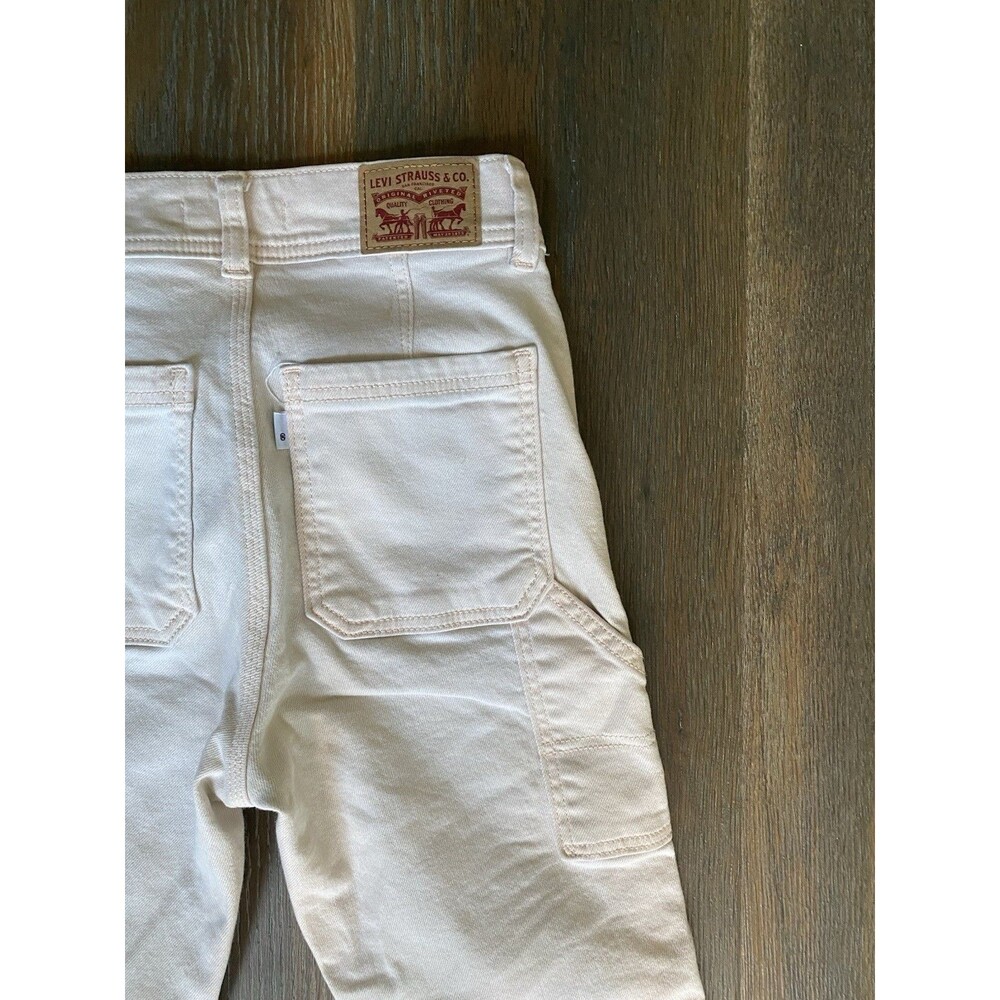 Womens Levi's 724 Jeans High Rise Straight Crop Pink Peach Coral Size 26